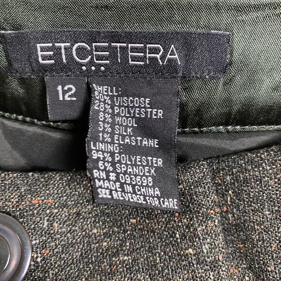 Womens ETCETERA Tweed Textured Trouser Dress Pants Wool Blend Green Size 12 - Picture 5 of 8